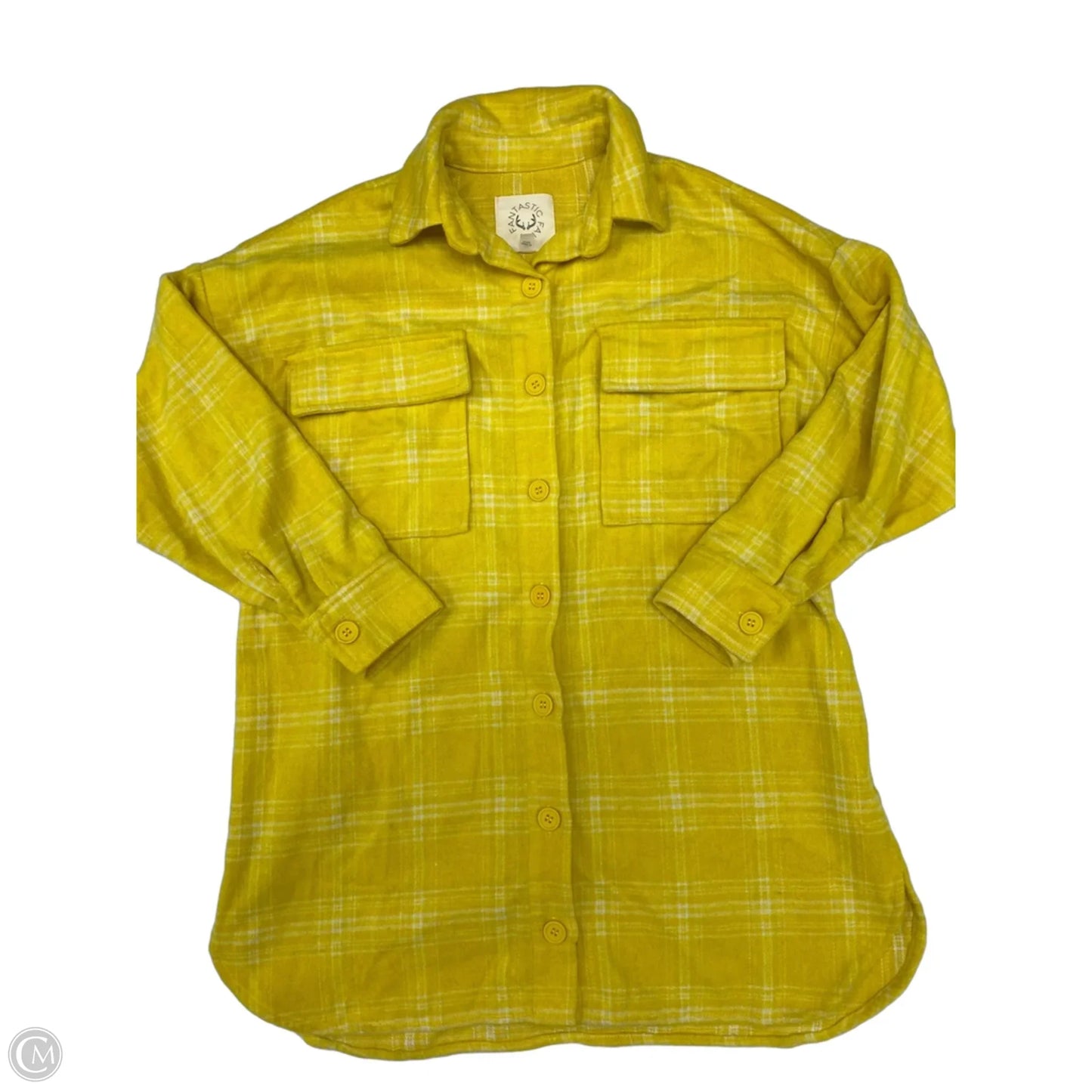Jacket Shirt By Fantastic Fawn In Yellow, Size: S
