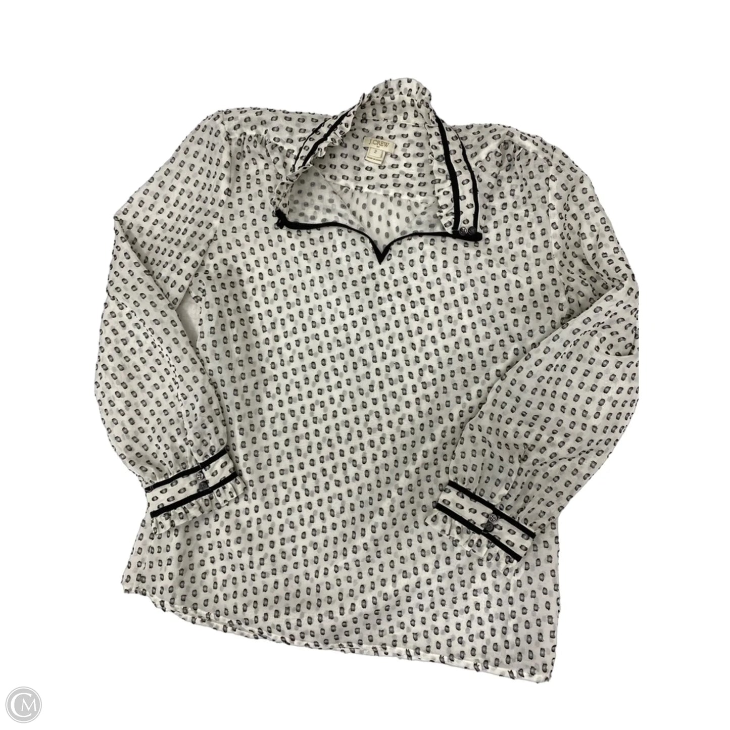 Blouse Long Sleeve By J. Crew In Polkadot Pattern, Size: Xs