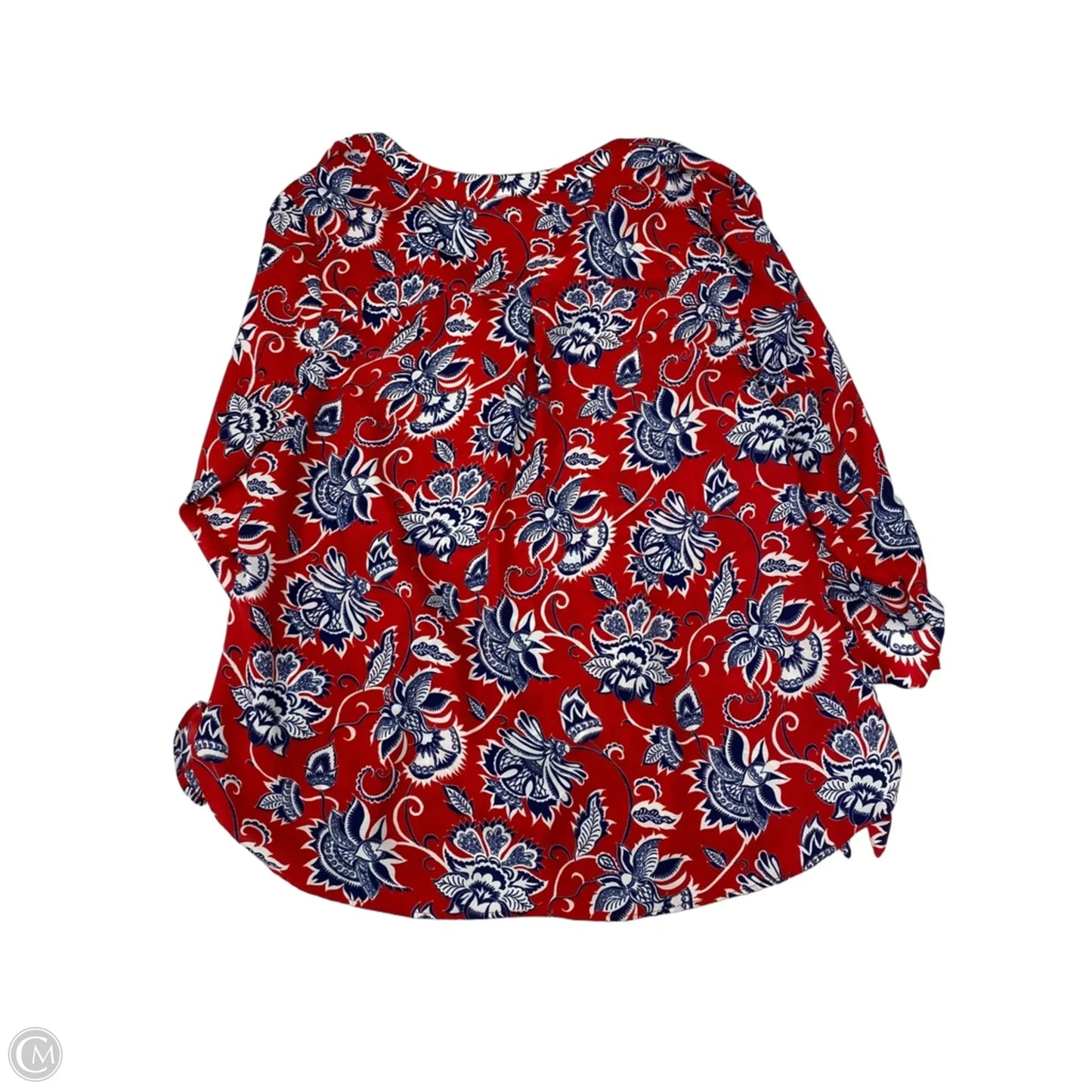 Blouse Long Sleeve By New Directions In Blue & Red & White, Size: Xl