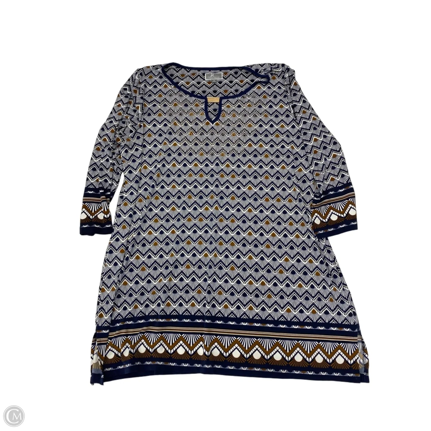 Tunic 3/4 Sleeve By Jm Collections In Blue, Size: 1x