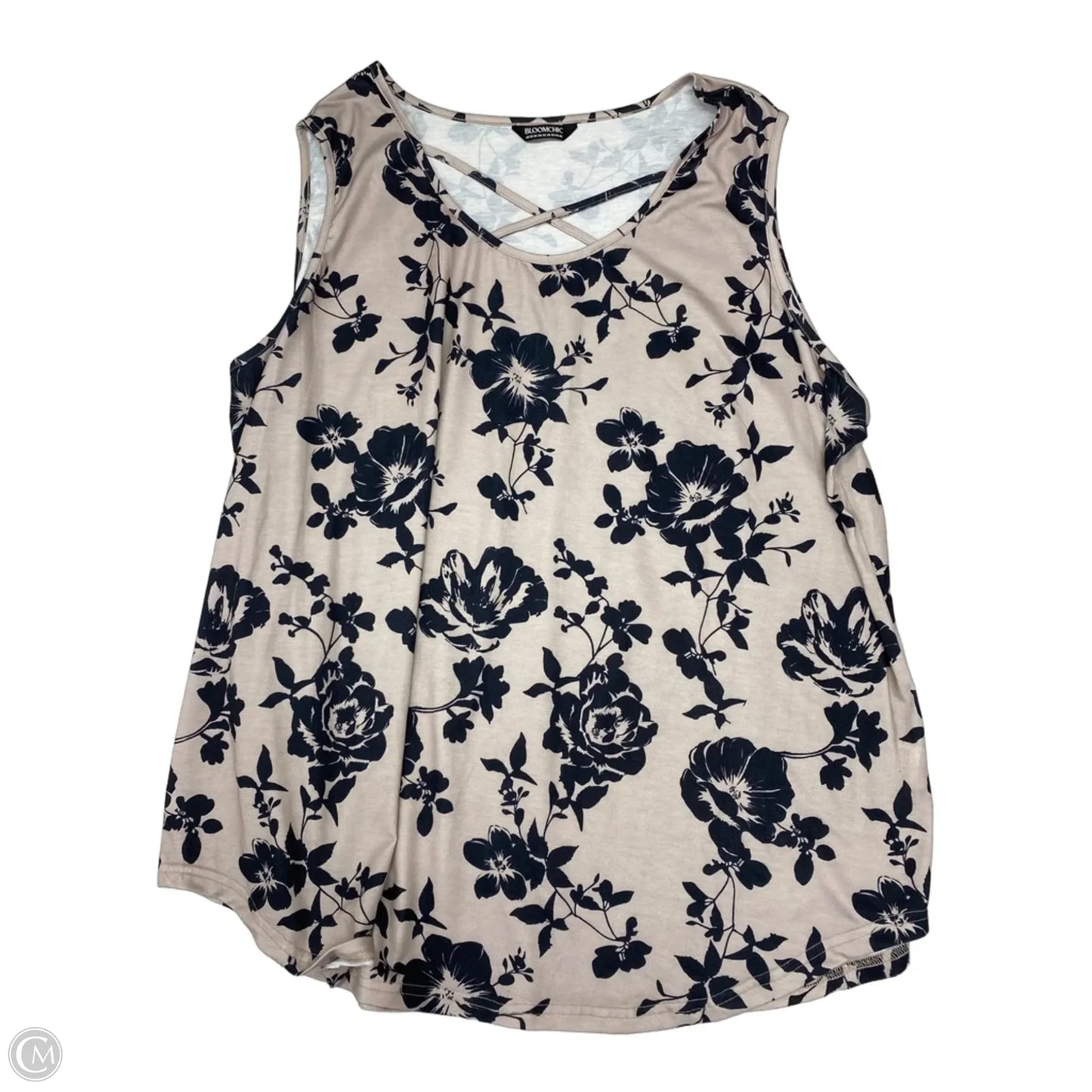 Top Sleeveless Basic By Bloomchic In Black & Grey, Size: 3x