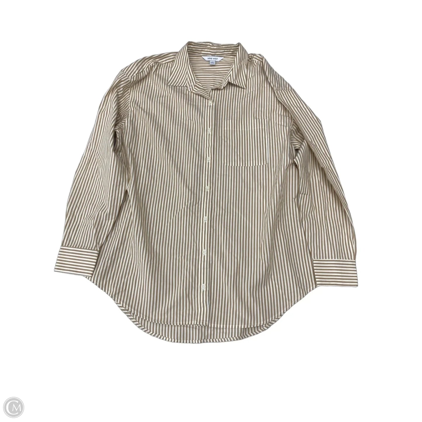 Top Long Sleeve Basic By Nine West In Striped Pattern, Size: M