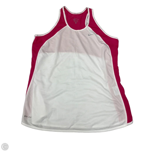 Athletic Tank Top By Nike In Pink & White, Size: L