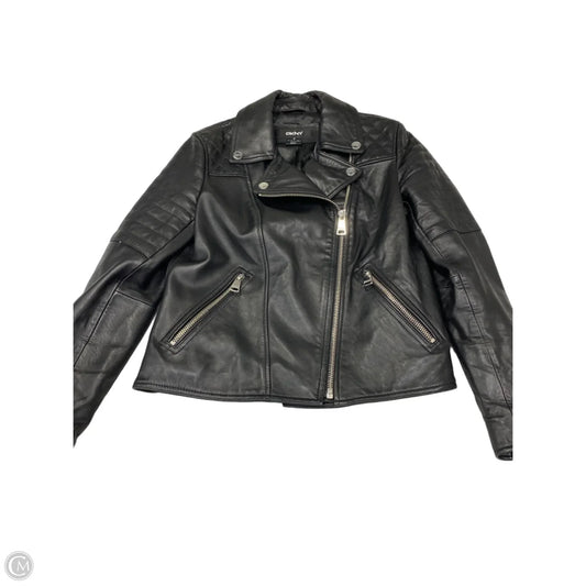 Jacket Moto Leather By Dkny In Black, Size: M
