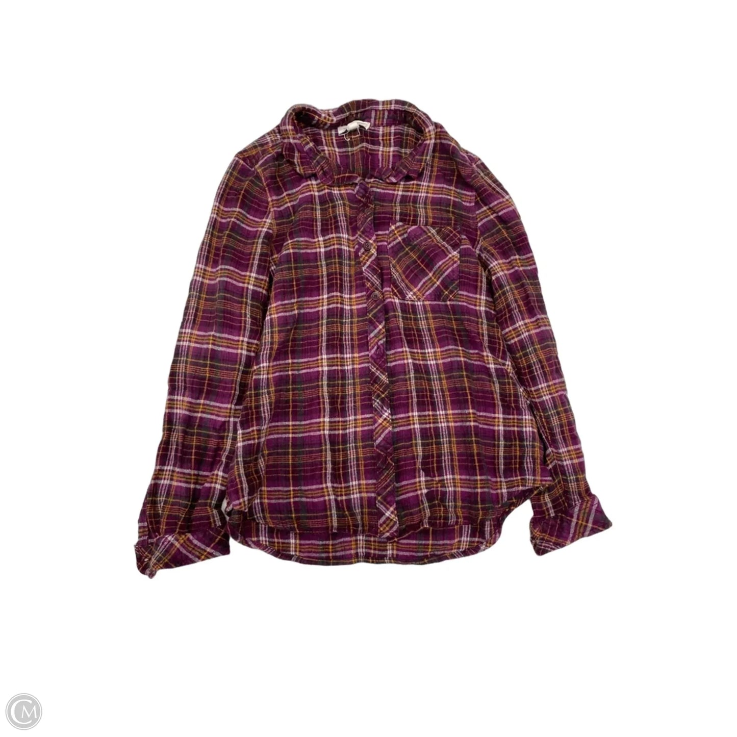 Top Long Sleeve By Beachlunchlounge In Plaid Pattern, Size: L