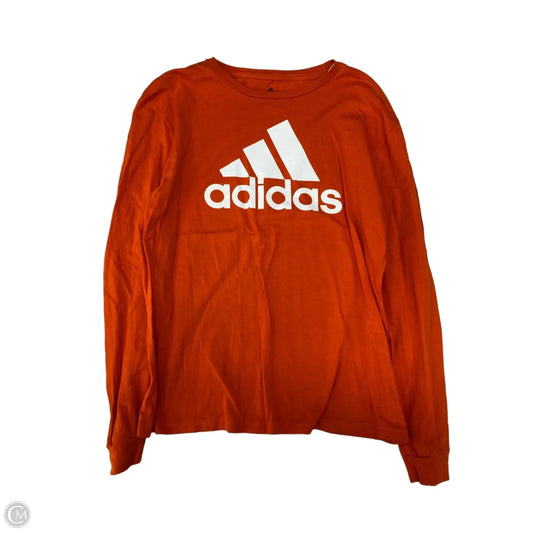 Athletic Top Long Sleeve Crewneck By Adidas In Orange, Size: M