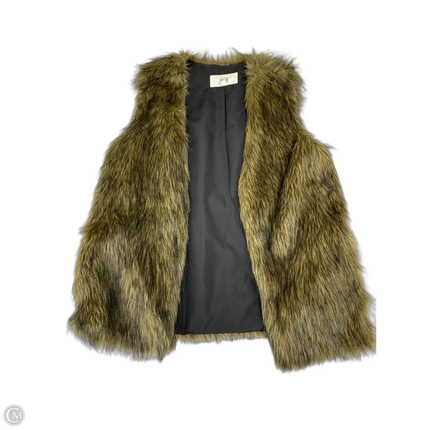 Vest Faux Fur & Sherpa By Jack In Black & Tan, Size: L