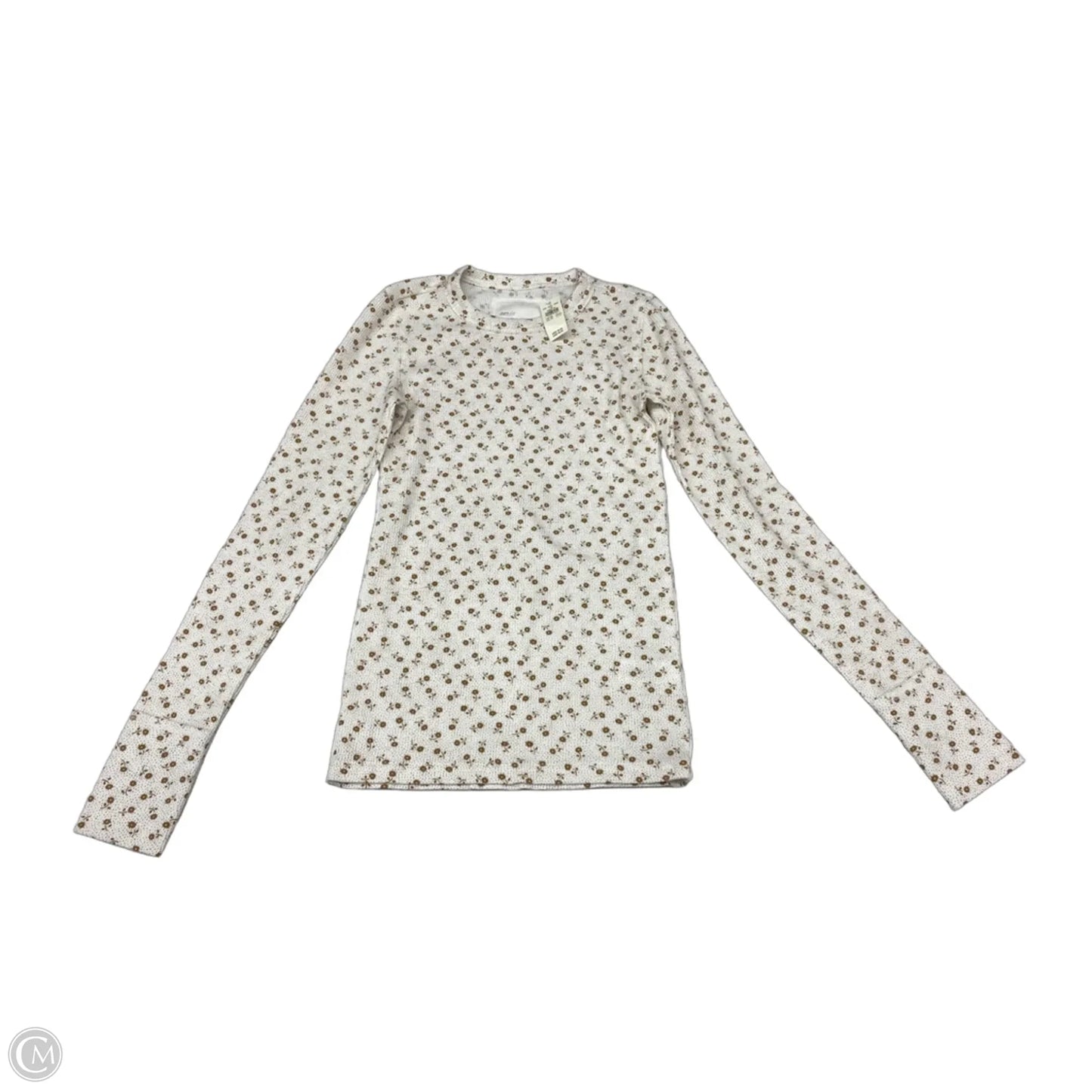 Top Long Sleeve By Aerie In Tan & White, Size: Xs