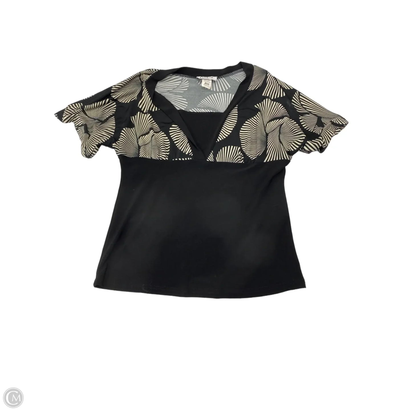 Top Short Sleeve By Cmf In Black & Cream, Size: M