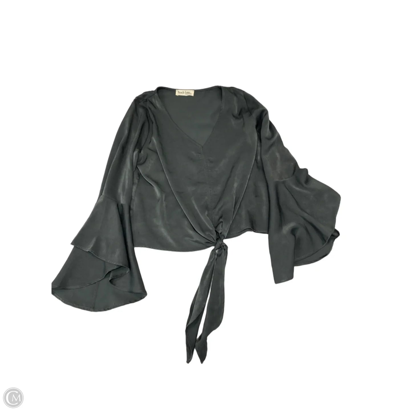 Top Long Sleeve By Peach Love Cream California In Green, Size: S