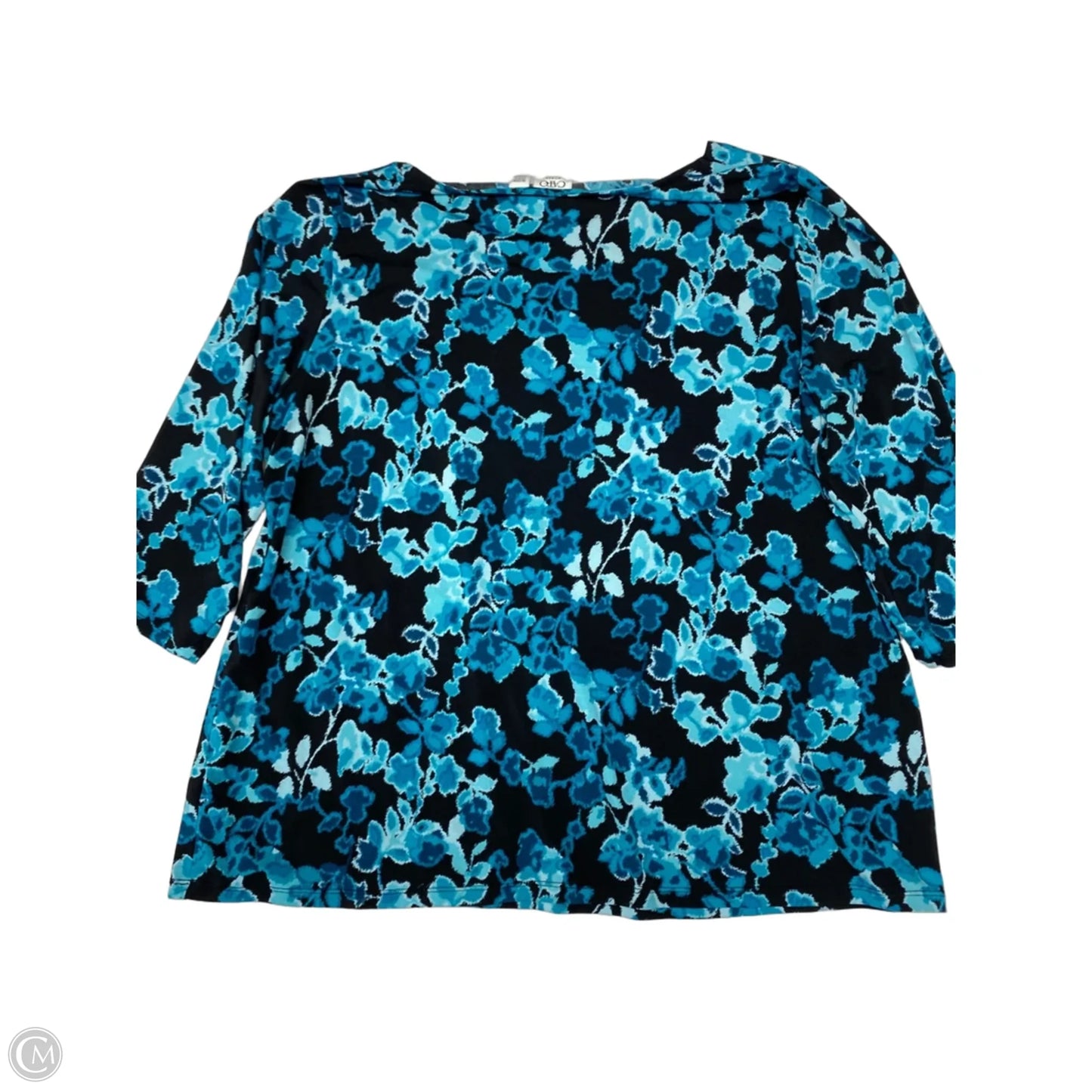 Blouse 3/4 Sleeve By Cato In Black & Blue, Size: Xl