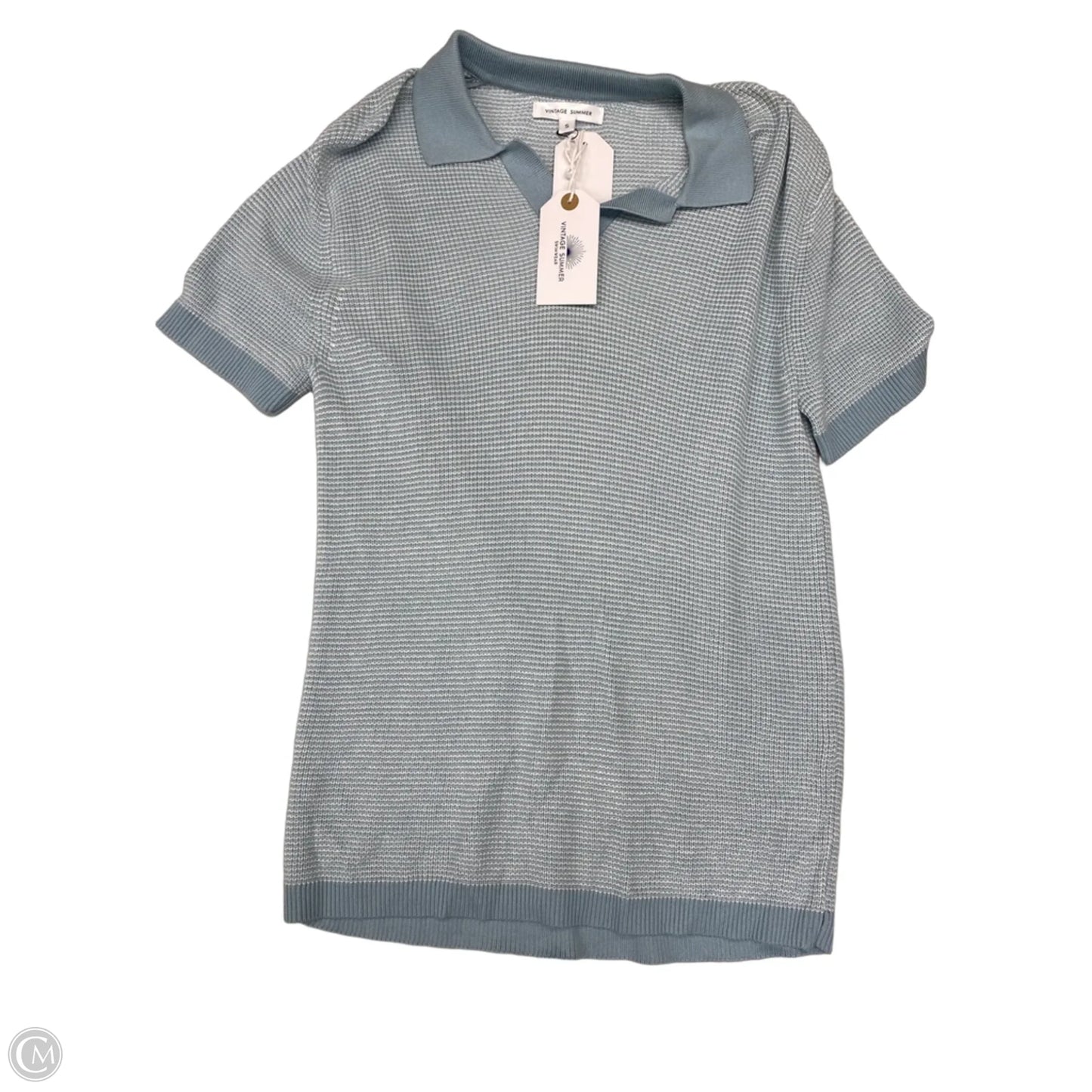 Top Short Sleeve By Cmc In Blue & White, Size: S