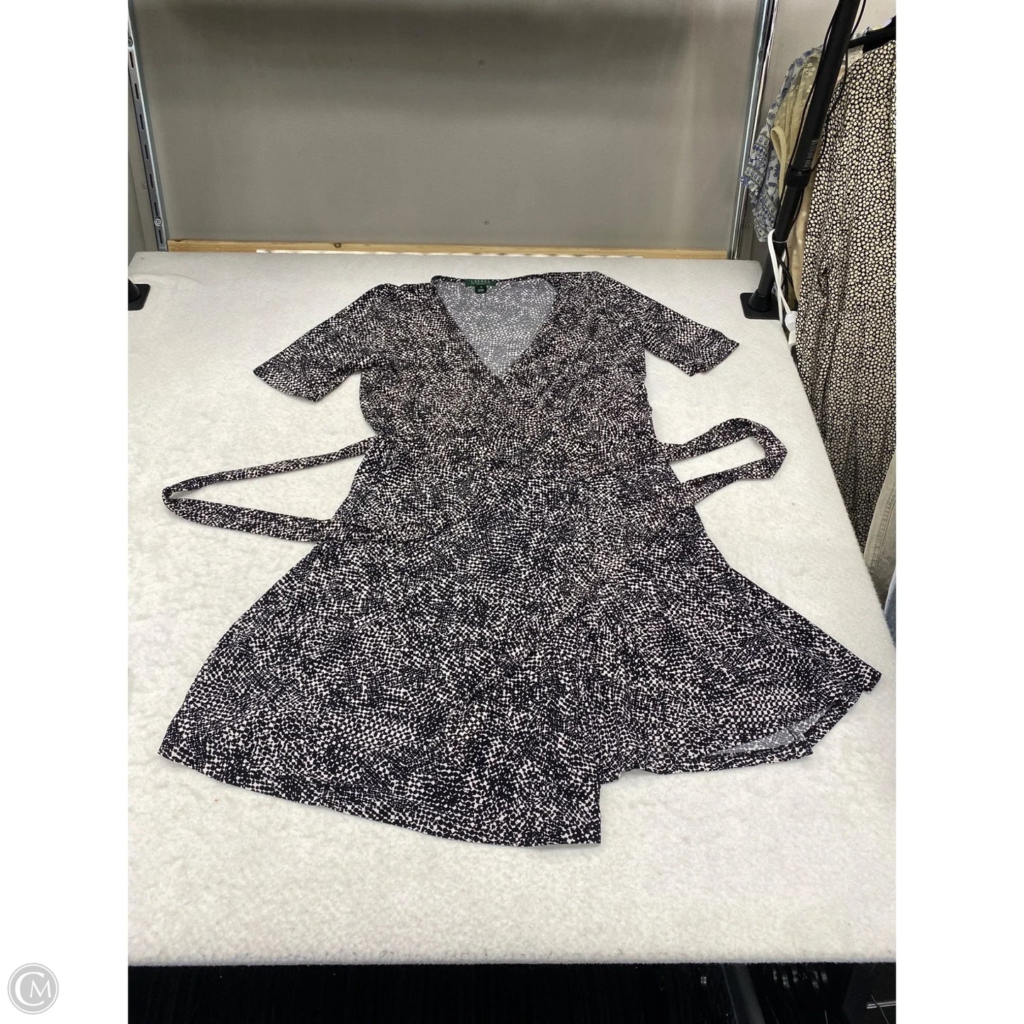 Dress Casual Midi By Lauren By Ralph Lauren In Black & White, Size: 16