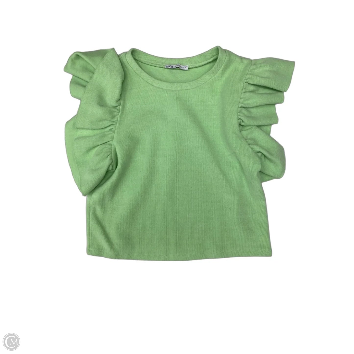 Top Short Sleeve By Zara In Green, Size: M