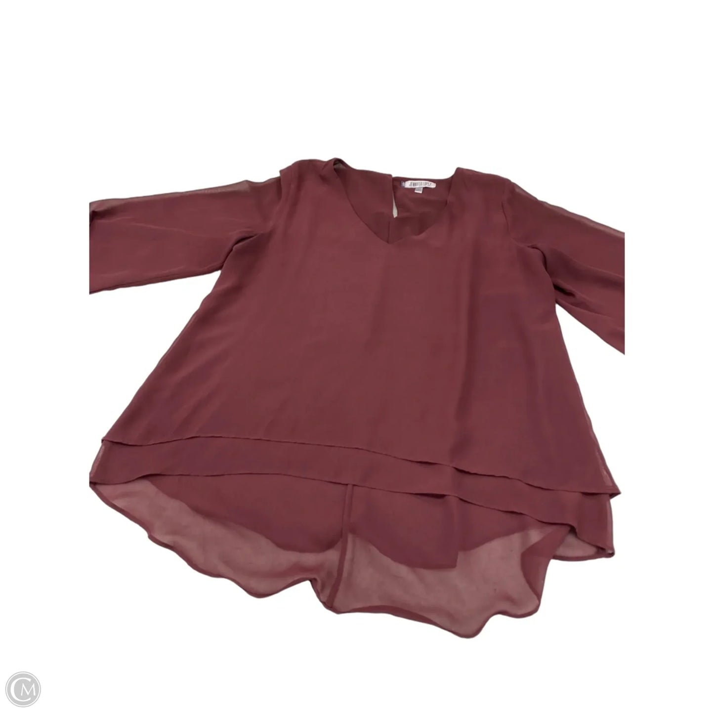 Blouse 3/4 Sleeve By Jennifer Lopez In Mauve, Size: L