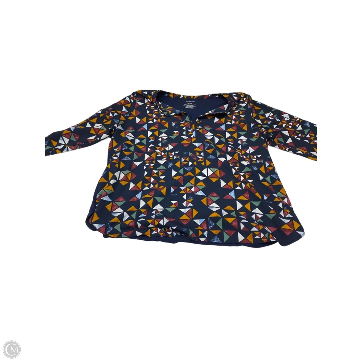Blouse 3/4 Sleeve By Van Heusen In Geometric Pattern, Size: Xl