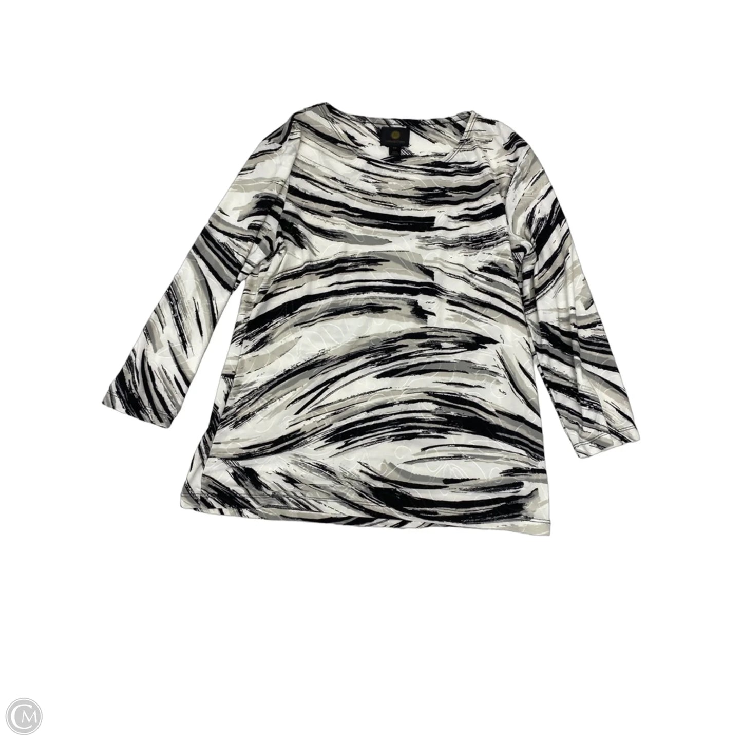 Blouse 3/4 Sleeve By Jm Collections In Black & Cream, Size: Sp