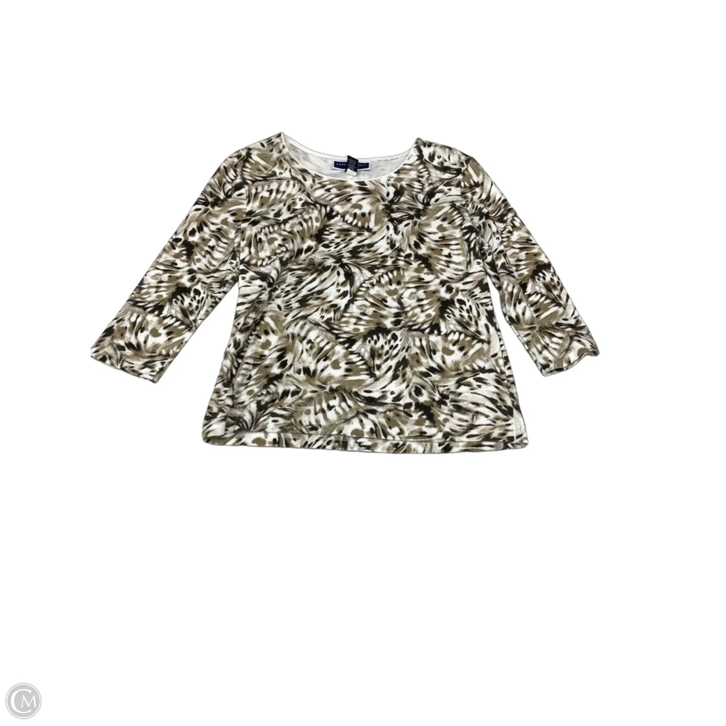 Top 3/4 Sleeve By Karen Scott In Brown & Cream, Size: Sp