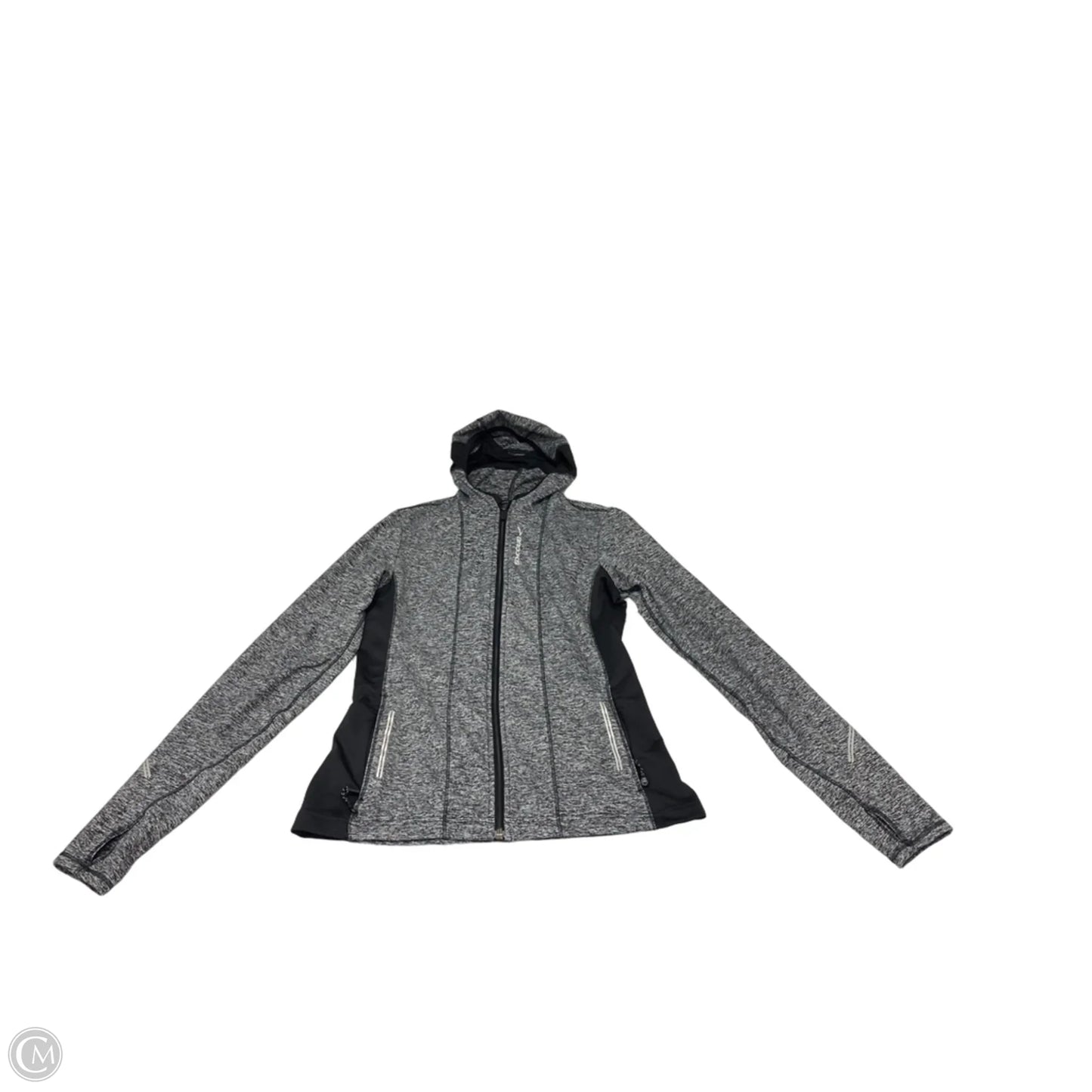 Athletic Sweatshirt Hoodie By Brooks In Black & Grey, Size: S