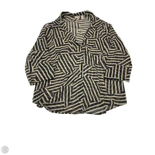 Blouse 3/4 Sleeve By Chicos In Black & Tan, Size: L