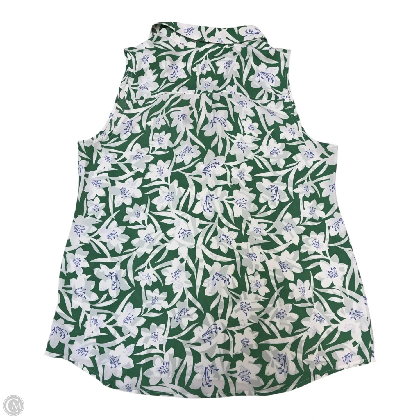 Blouse Sleeveless By Cabi In Green & White, Size: M