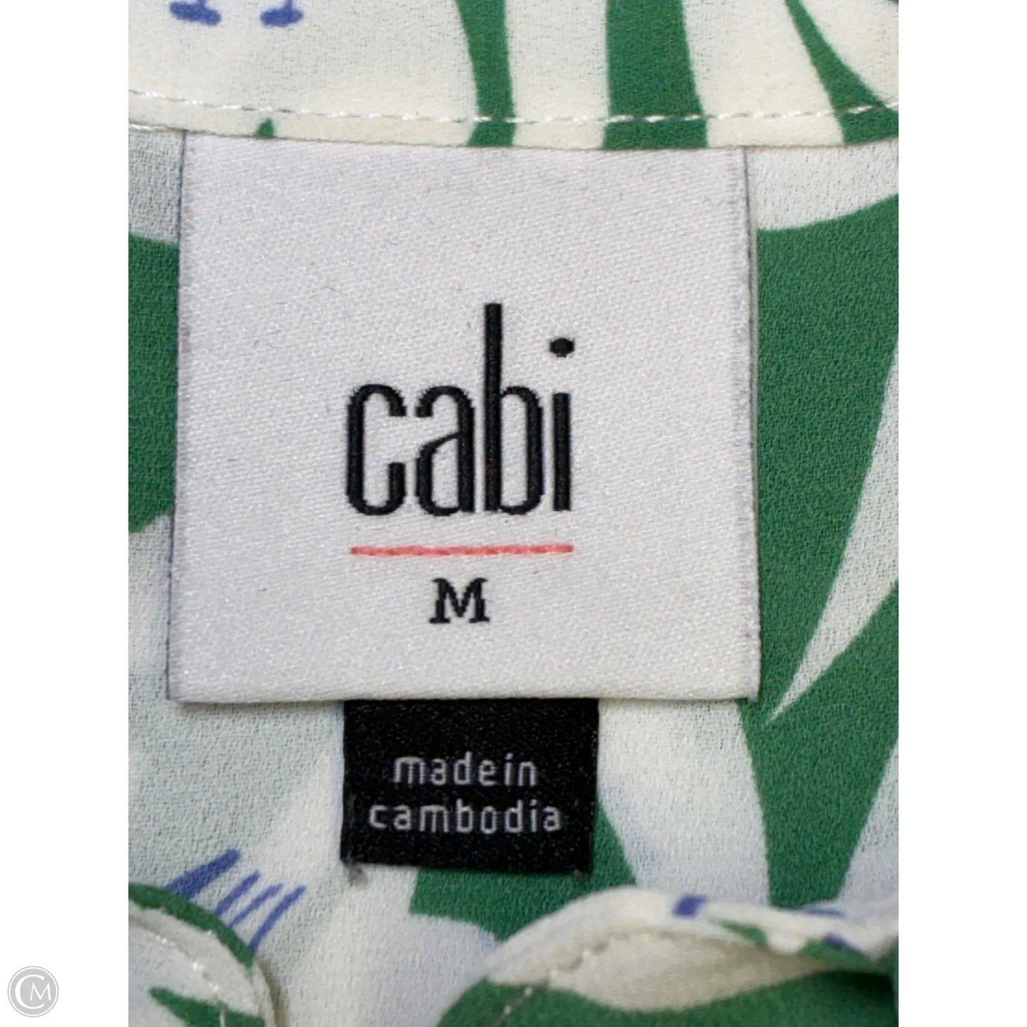 Blouse Sleeveless By Cabi In Green & White, Size: M
