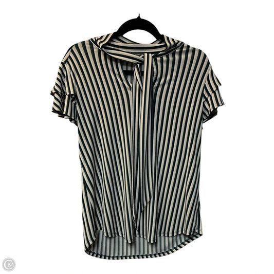 Blouse Short Sleeve By Adrianna Papell In Striped Pattern, Size: M