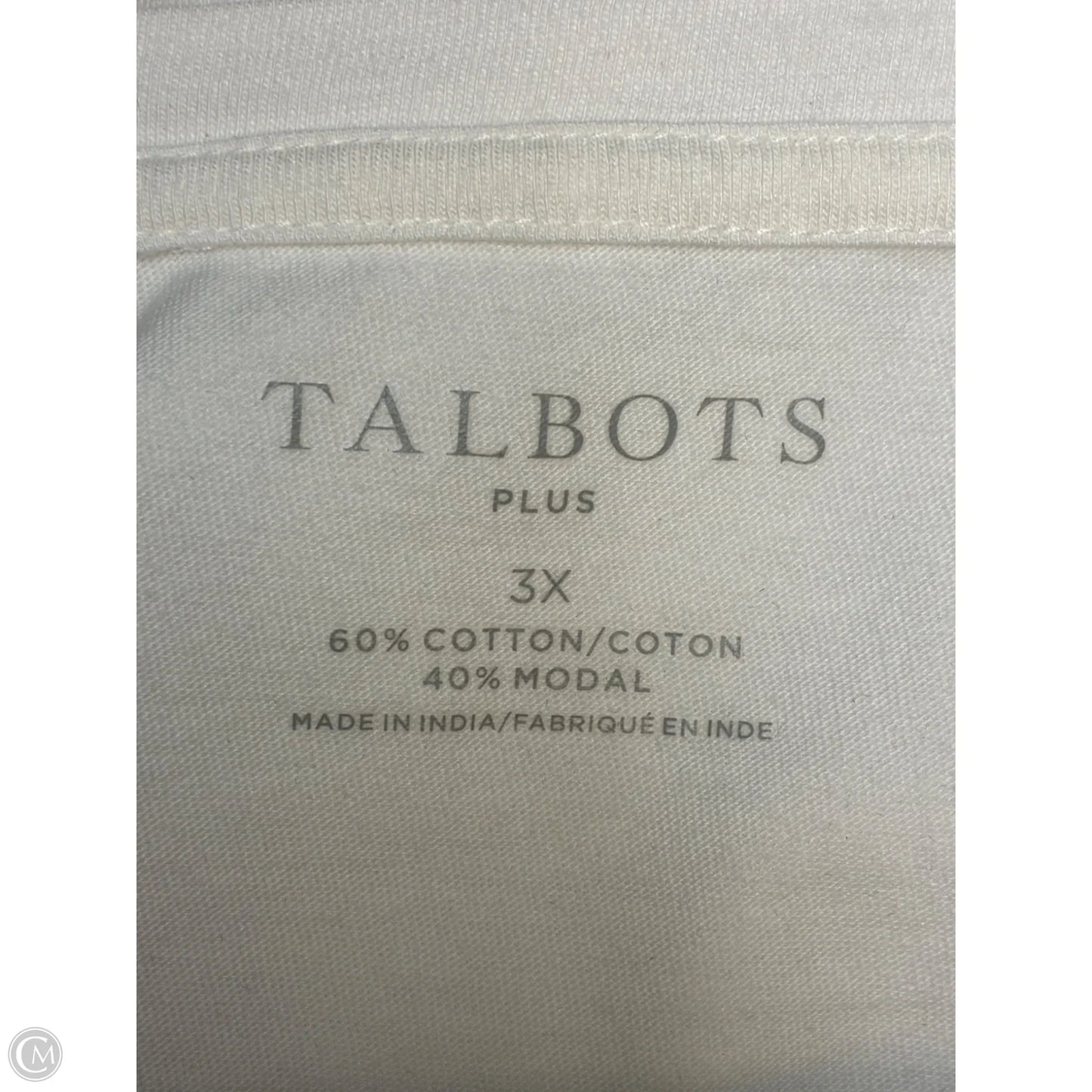 Top Short Sleeve By Talbots In White, Size: 3x