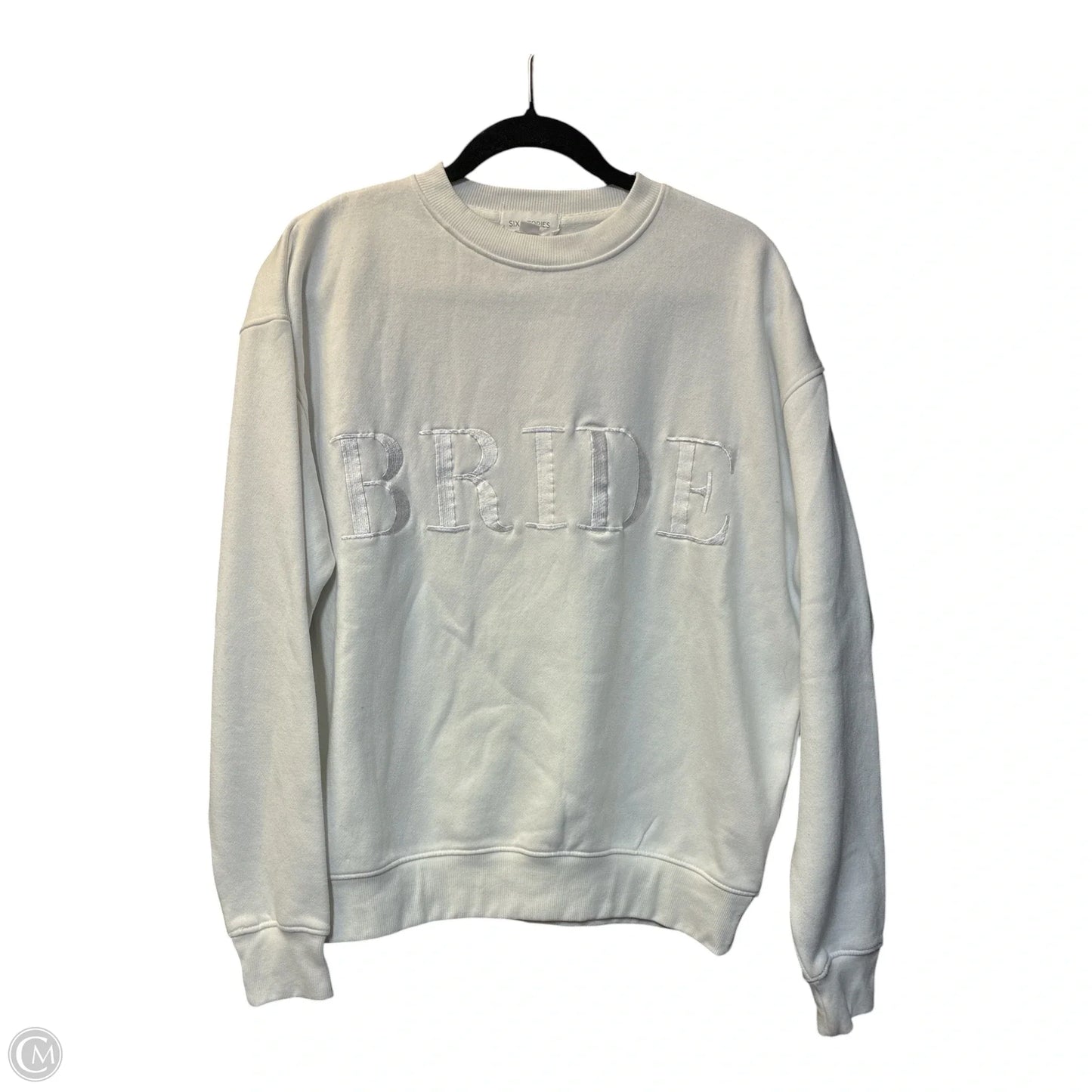 Sweatshirt Crewneck By Clothes Mentor In White, Size: M
