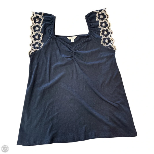 Blouse Short Sleeve By Time And Tru In Navy, Size: S