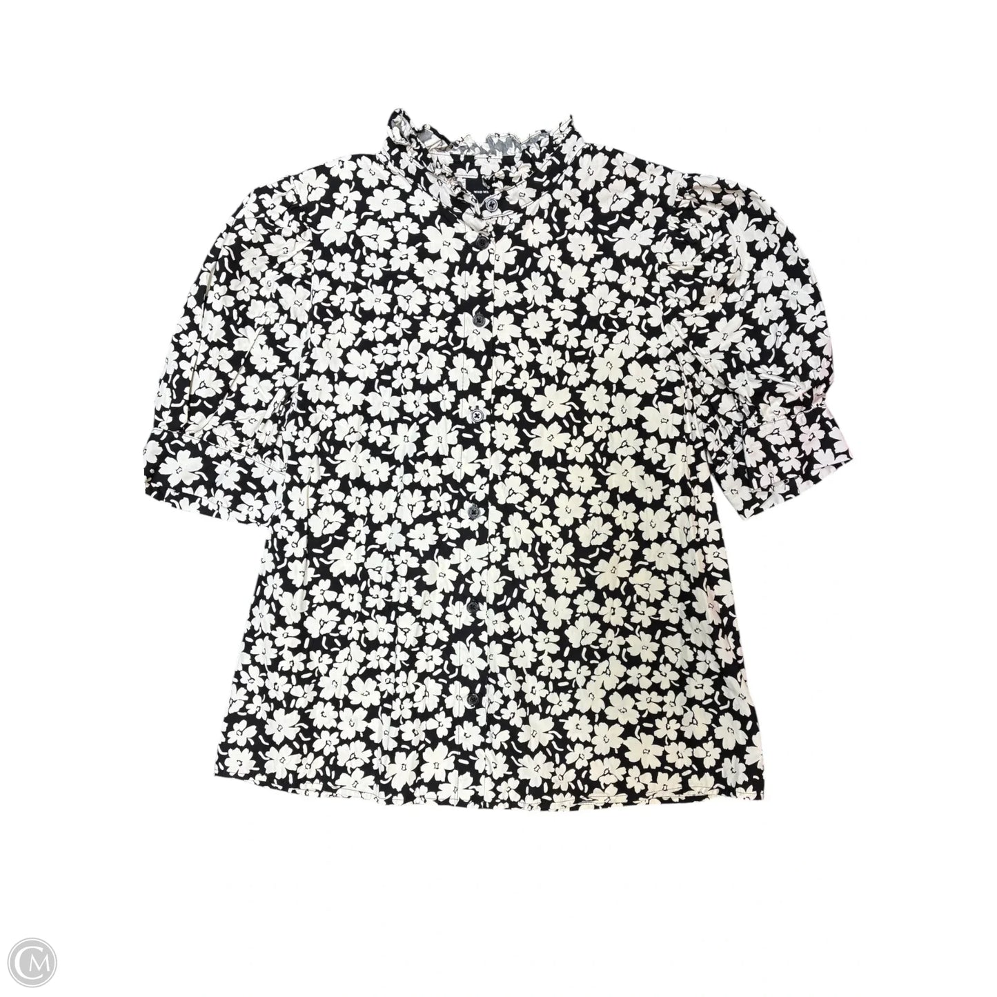 Top Short Sleeve By Who What Wear In Black & Cream, Size: S