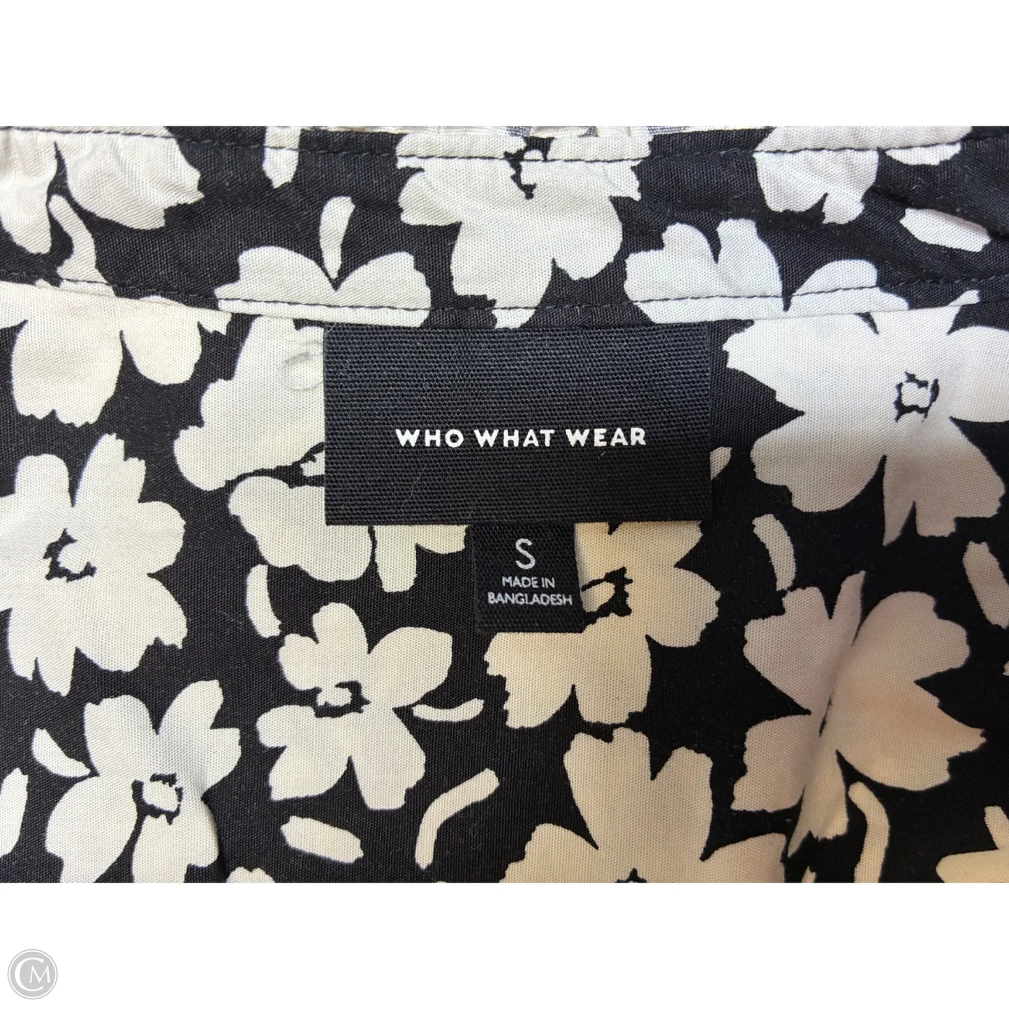 Top Short Sleeve By Who What Wear In Black & Cream, Size: S