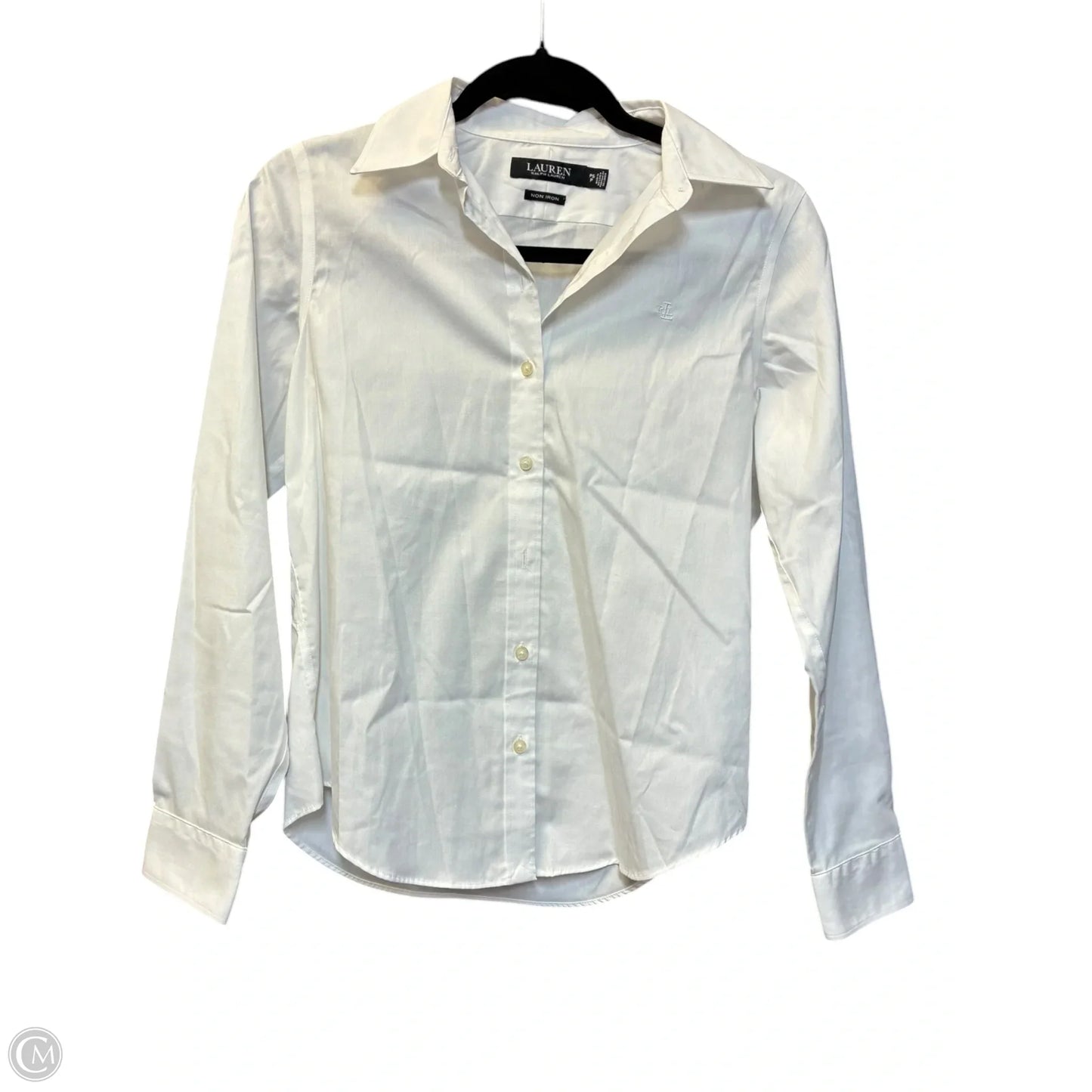 Top Long Sleeve By Lauren By Ralph Lauren In White, Size: Sp