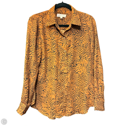 Blouse Long Sleeve By Philosophy In Brown, Size: S