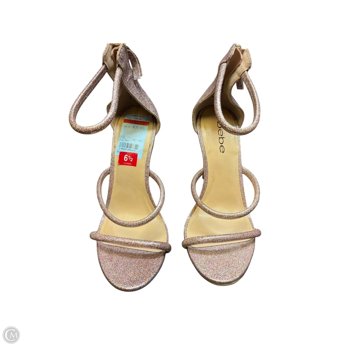 Sandals Heels Stiletto By Bebe In Rose Gold, Size: 6.5