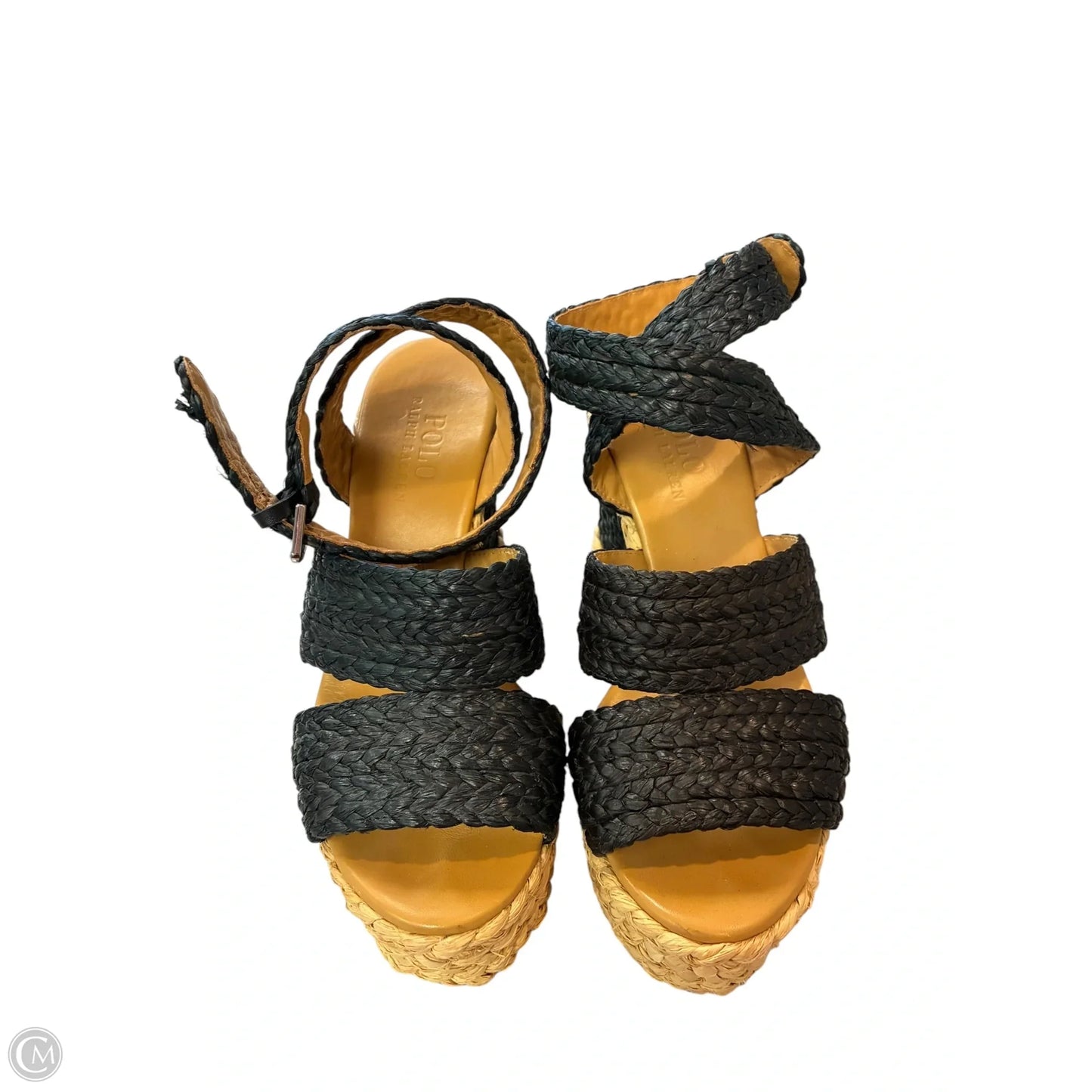 Sandals Heels Stiletto By Polo Ralph Lauren In Blue & Tan, Size: 7.5