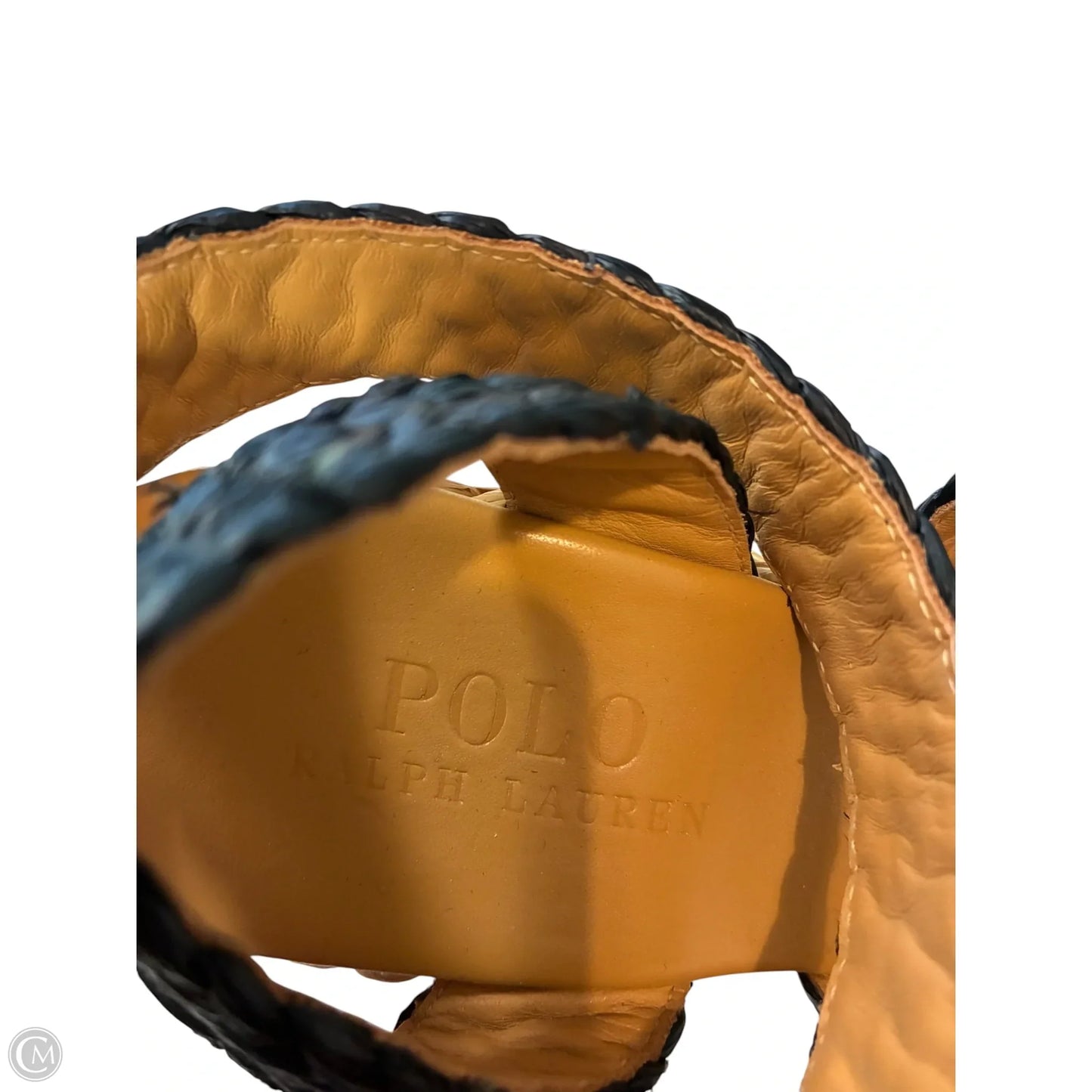 Sandals Heels Stiletto By Polo Ralph Lauren In Blue & Tan, Size: 7.5
