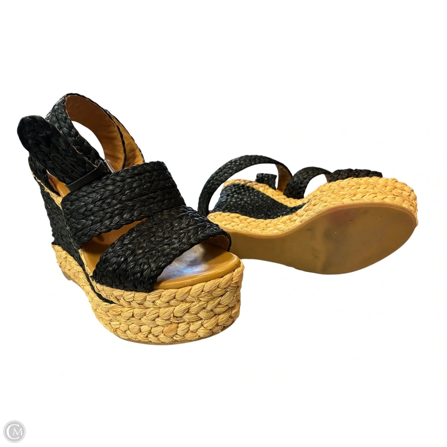 Sandals Heels Stiletto By Polo Ralph Lauren In Blue & Tan, Size: 7.5