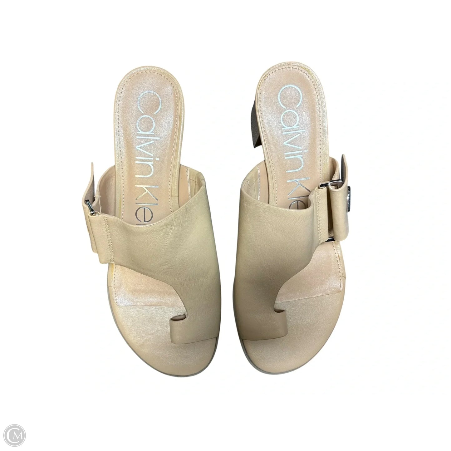 Sandals Heels Block By Calvin Klein In Tan, Size: 8.5