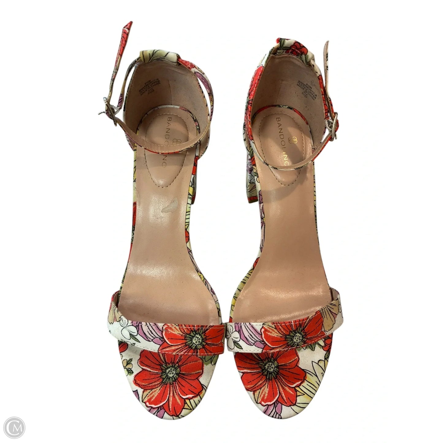 Sandals Heels Block By Bandolino In Floral Print, Size: 8.5