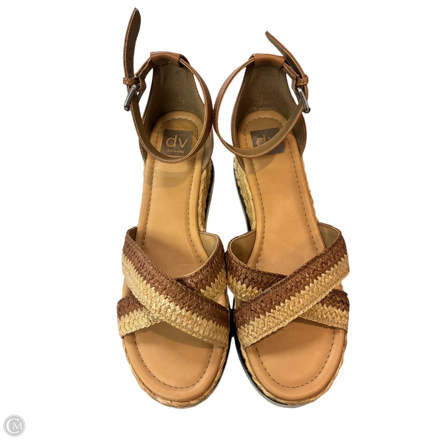 Sandals Heels Wedge By Dolce Vita In Brown & Tan, Size: 9.5