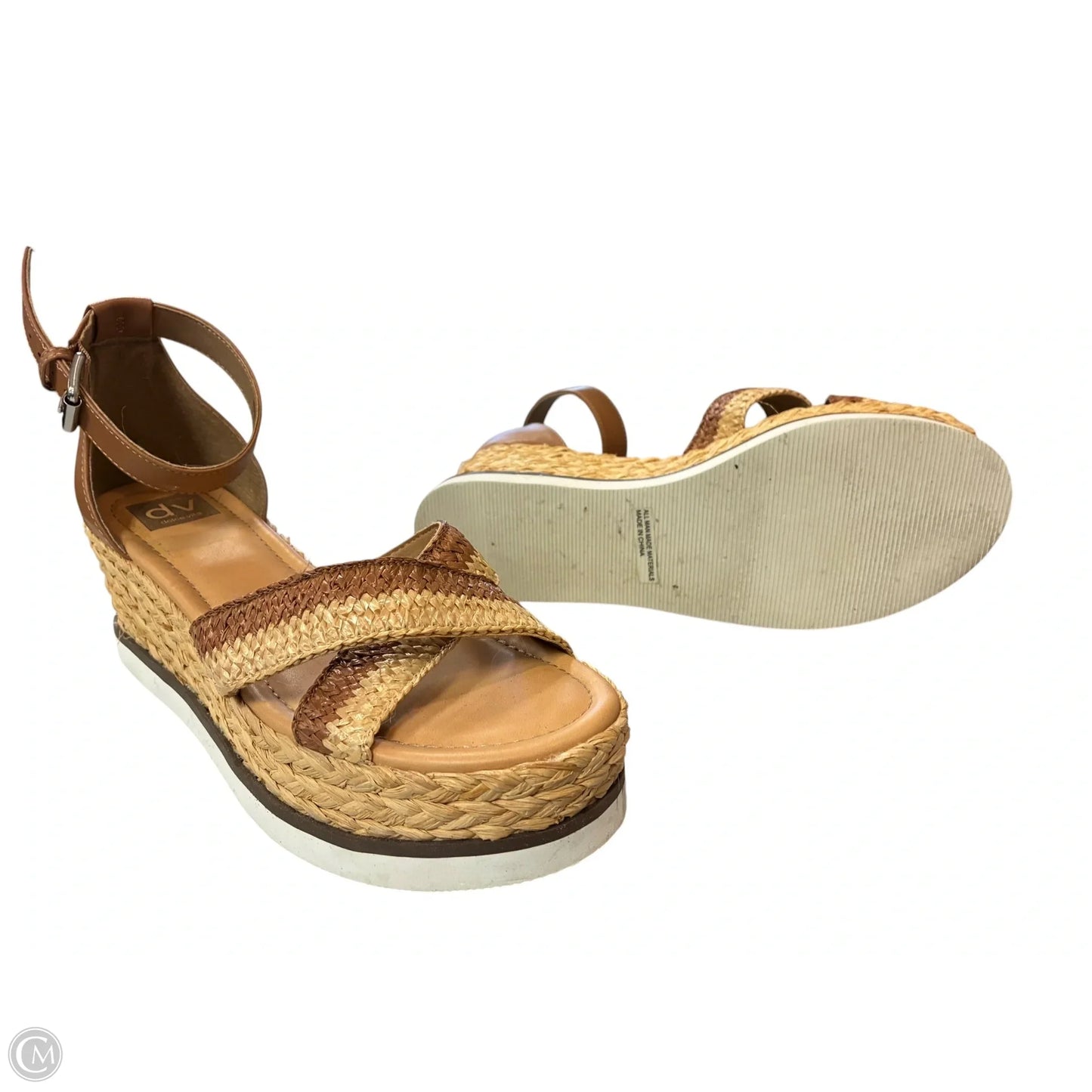 Sandals Heels Wedge By Dolce Vita In Brown & Tan, Size: 9.5