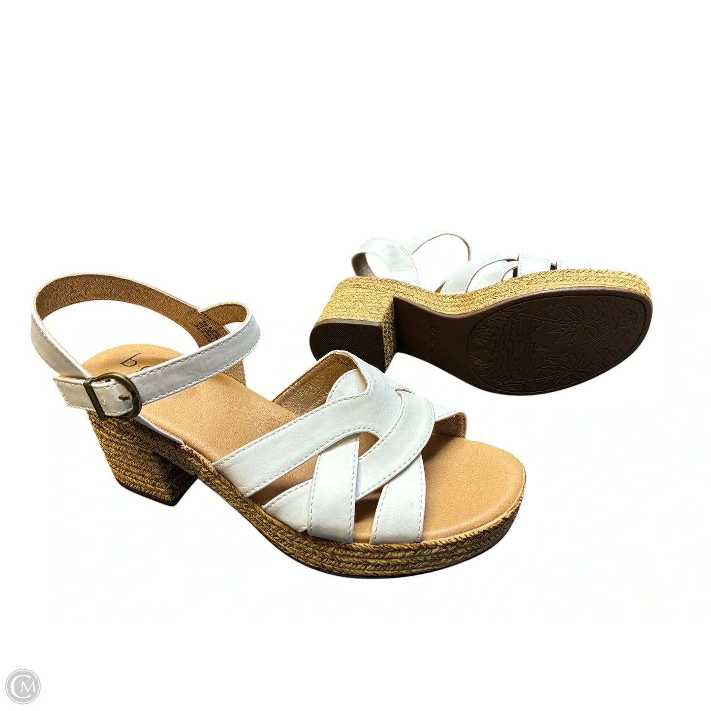 Sandals Heels Block By Boc In White, Size: 9