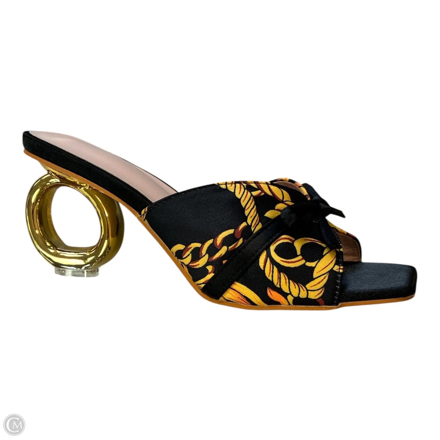 Sandals Heels Block By Cme In Black & Yellow, Size: 7