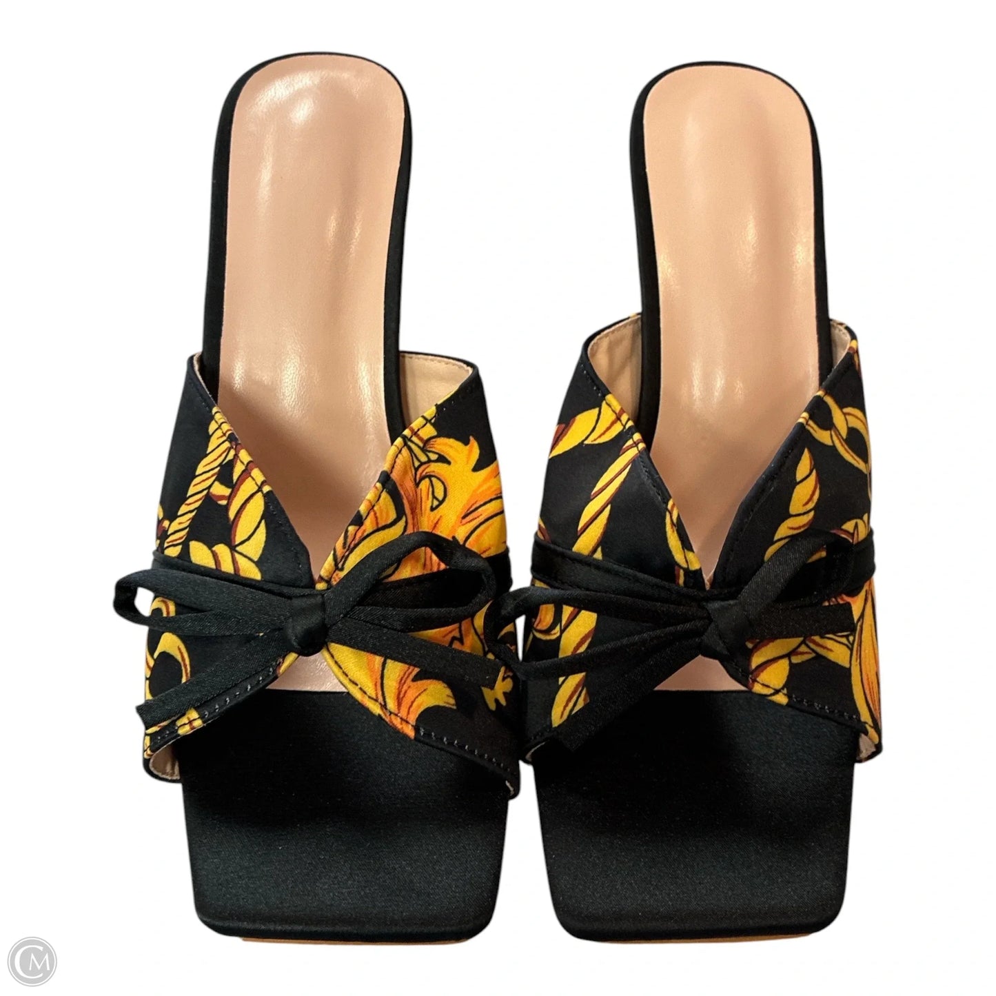Sandals Heels Block By Cme In Black & Yellow, Size: 7