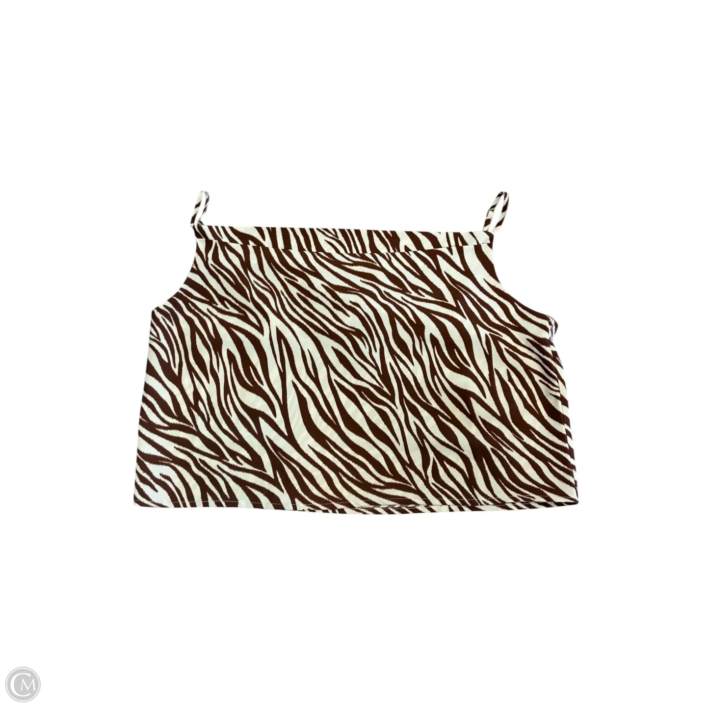 Blouse Sleeveless By Versona In Brown & Cream, Size: Xl