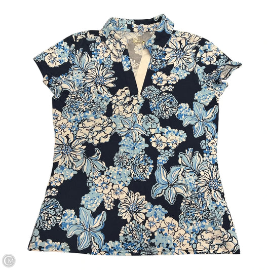 Top Short Sleeve Designer By Lilly Pulitzer In Blue, Size: L