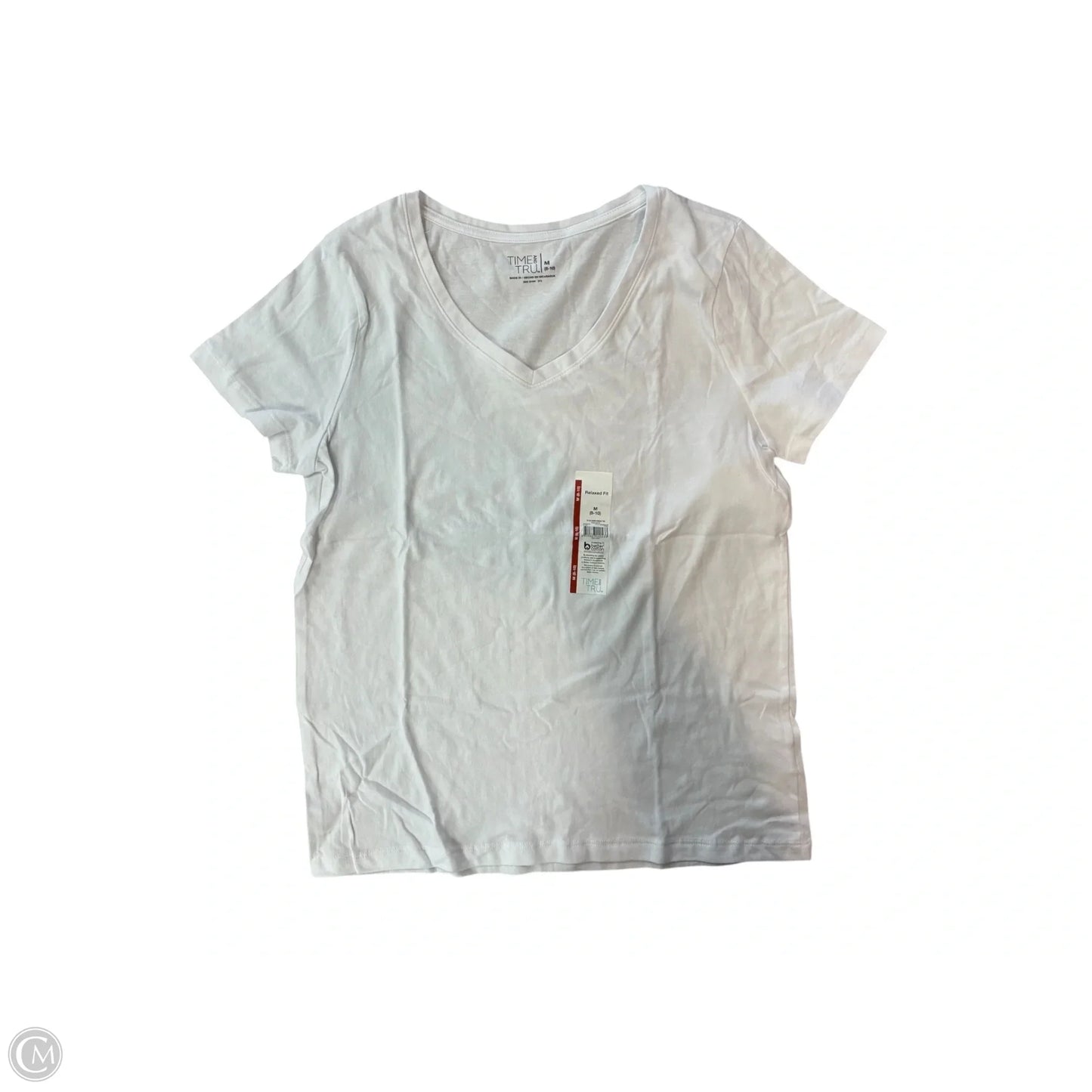 Top Short Sleeve Basic By Time And Tru In White, Size: M