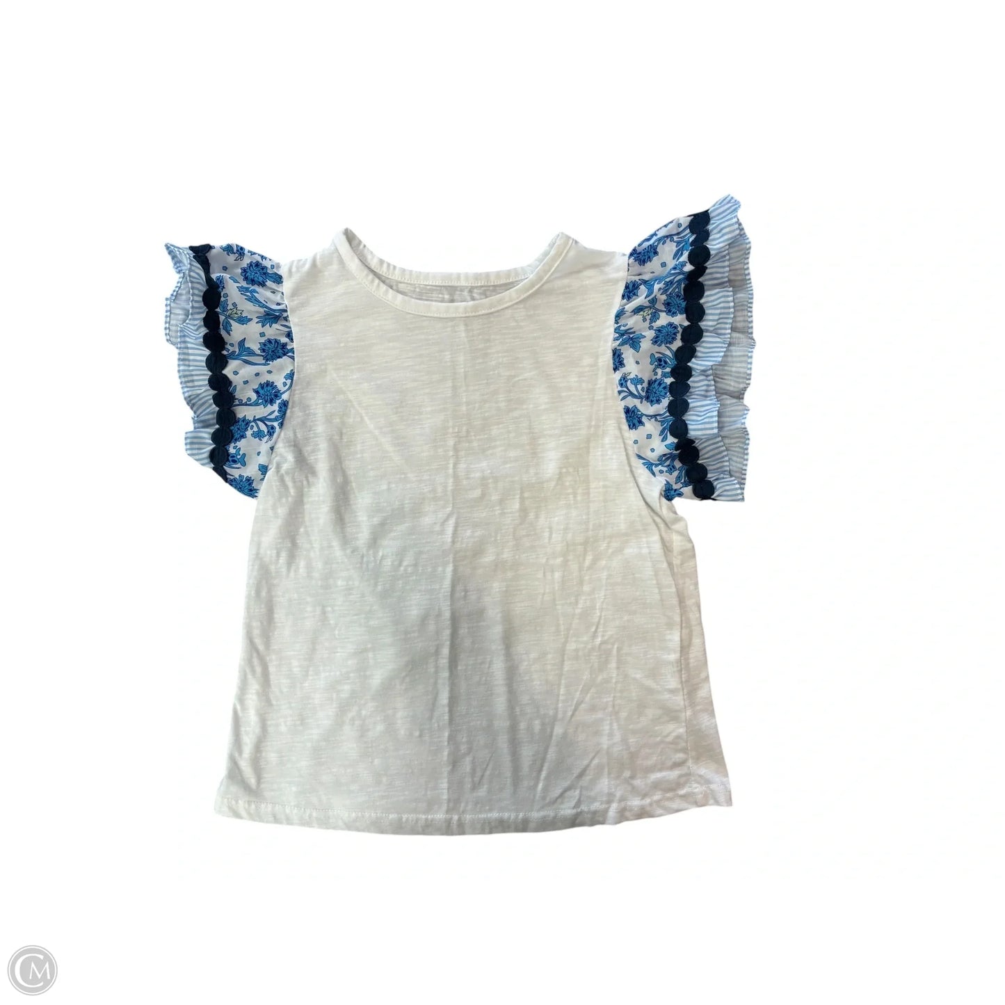 Top Short Sleeve By Cmf In Blue & White, Size: S