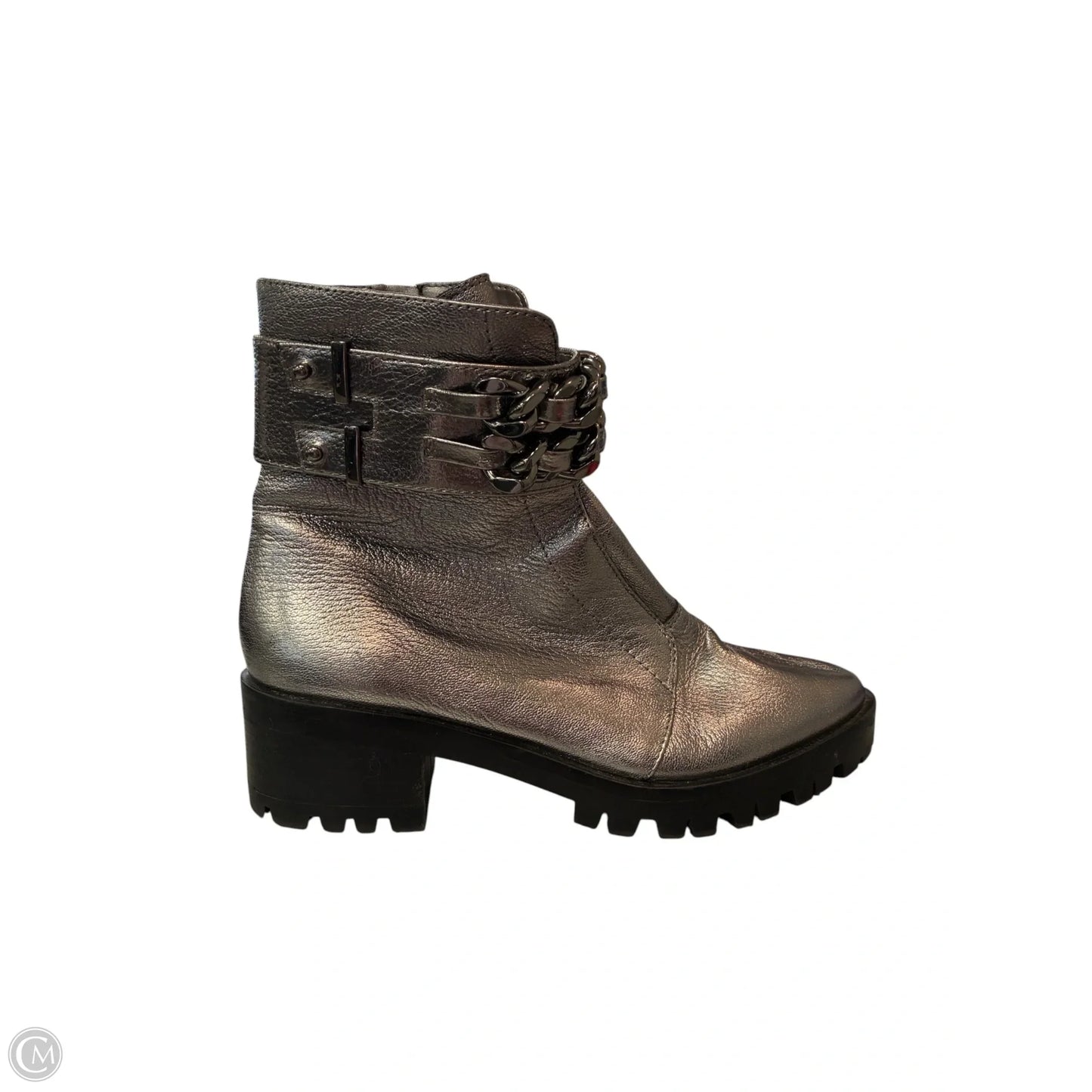 Boots Designer By Karl Lagerfeld In Silver, Size: 7.5